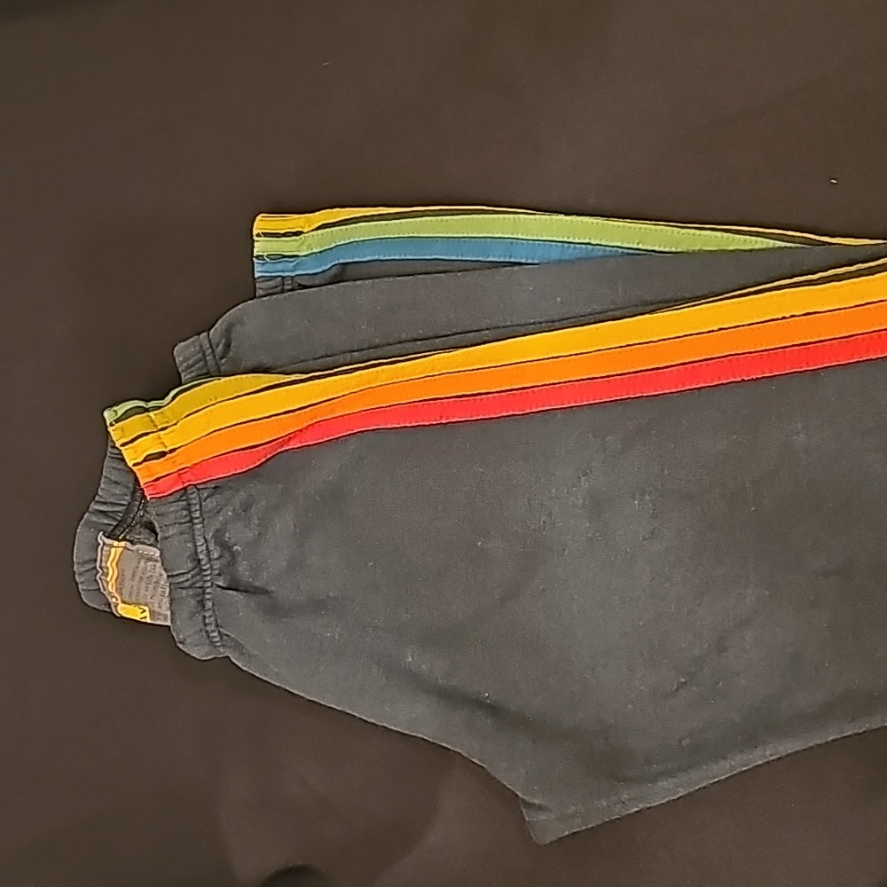 Aviator Nation Women's Navy Blue Rainbow-Striped Sweatpants, Size Medium